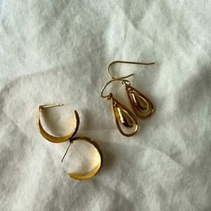 14K Solid Gold Hoops and Drop Earrings